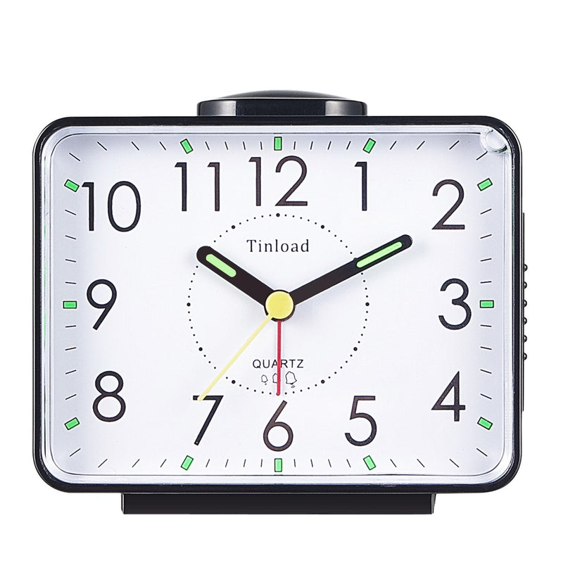 [Australia] - 4" Loud Crescendo Bell Alarm Clock Silent No Ticking,Snooze,Nightlight,Battery Operated,Easy Set(Black) Black 