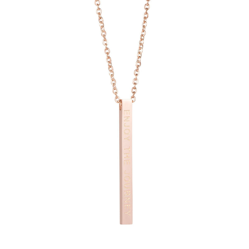 [Australia] - Joycuff Necklace for Women Vertical Bar Necklaces Pendant Jewelry Personalized Gift for Her Engraved Inspirational Message Enjoy the journey(rose gold) 