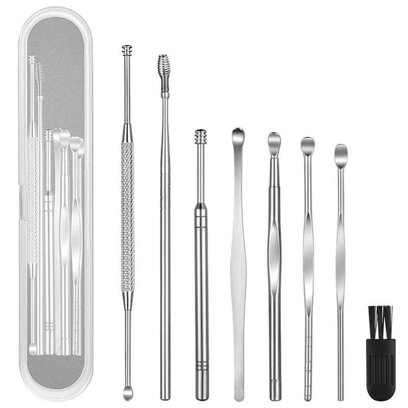 [Australia] - 8 Pcs Ear Pick Earwax Removal Kit, Geengle Ear Cleansing Tool Set, Ear Curette Ear Wax Remover Tool with a Cleaning Brush and Storage Box 