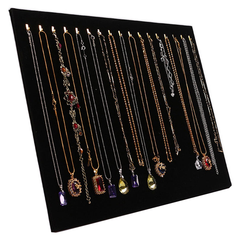[Australia] - TinaWood 14.7"x12" 17 Hook Necklace Jewelry Tray/Display Organizer/Pad/Showcase/Display case (Black) Black 