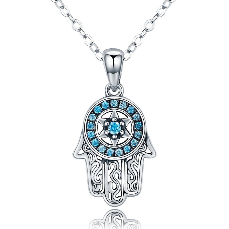 [Australia] - Everbling Trendy Fatima's Guarding Hand 925 Sterling Silver Pendant Necklace 