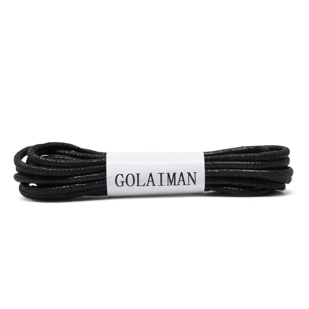 [Australia] - GOLAIMAN Waxed Dress Shoe Laces - Round Oxfords Shoelaces Leather Shoe Lace For Men Women 28inch(71cm) Black 