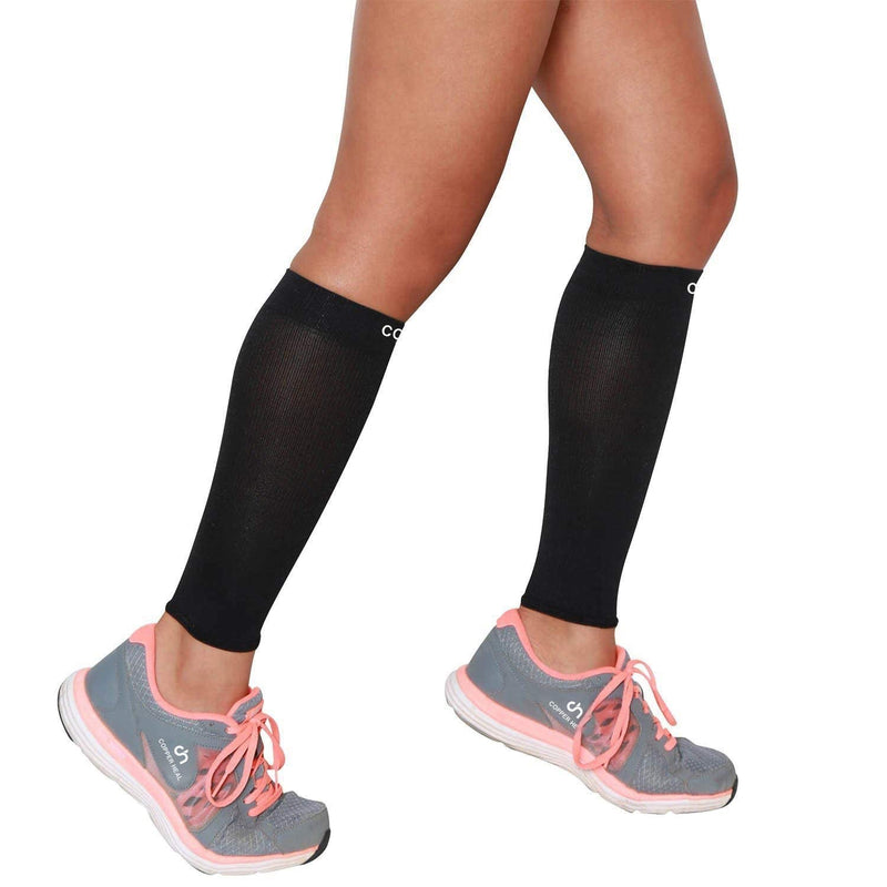 [Australia] - COPPER HEAL Calf Copper Compression Sleeves (1 Pair) for Exercise Sport Recovery - Calf Muscle Strains Shin Splints Leg Socks Men and Women Calfs Sleeve Guard for Running Mens Guards Large (2 Count) 