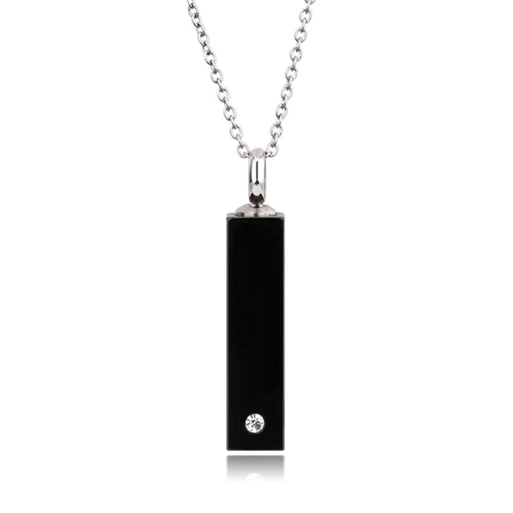 [Australia] - UNY black&white Rectangle Cremation Jewelry Urn Necklace pet Memorial Zircon inlaid Pendant keepsake 