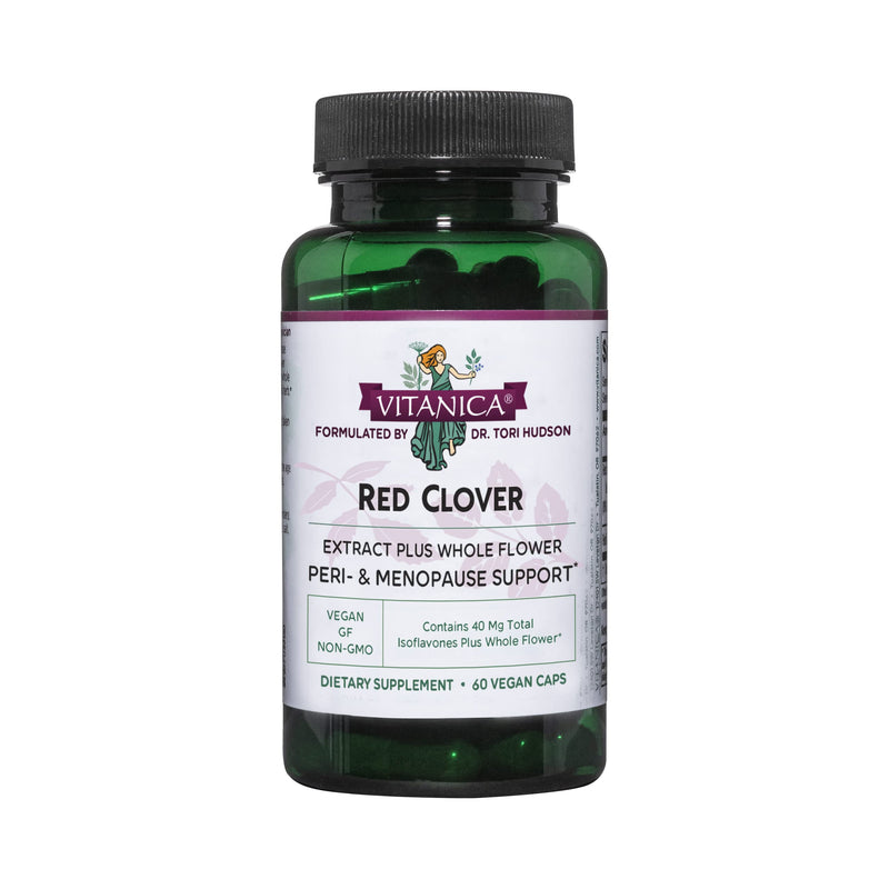 [Australia] - Vitanica Red Clover Blossom and Leaf Extract 500mg with 8% Isoflavones, Plus 175mg Blossoms, Menopause Relief Support for Women, 2 Month Supply, Non-GMO, Gluten Free, Vegan Supplement, 60 Capsules 