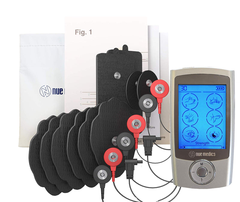 [Australia] - NueMedics TENS EMS Unit Pro Rechargeable Battery Muscle Stimulator 24 Modes Portable Mini Massager TENS Unit with 10 Reusable Pads 