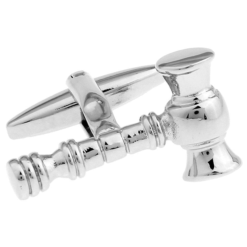 [Australia] - Law Gavel Mallet Judge Lawyer Mason Pair Cufflinks Silver 