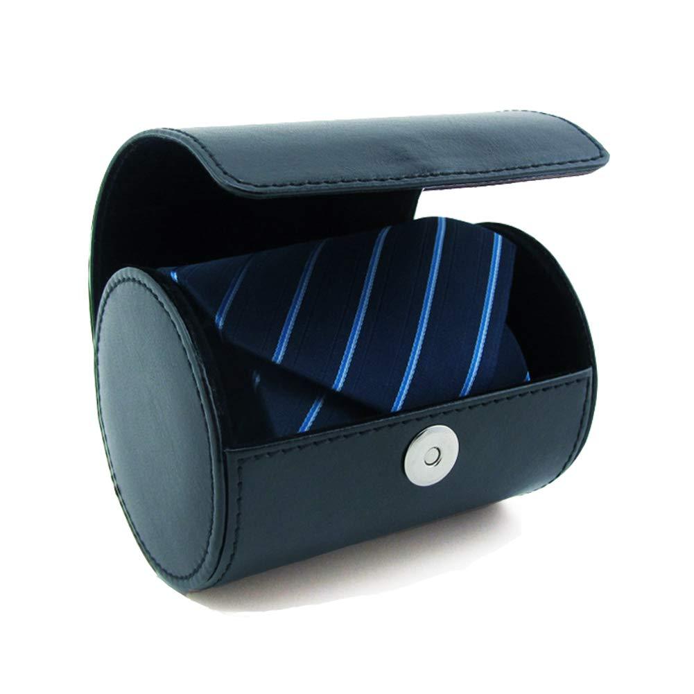 [Australia] - WAJJ Men's Necktie Travel Case, Tie Anti-Wrinkle Organizer Box - Formal Cylinder Shape (Blue) 