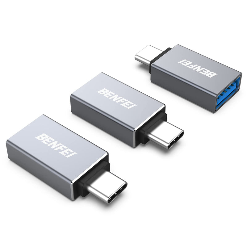 [Australia] - USB C to USB 3.0 Adapter, Benfei 3 Pack USB C to A Male to Female Adapter Compatible with MacBook 2018 2017 2016, Samsung Galaxy Note 8, Galaxy S8 S8+ S9, Google Pixel, Nexus, and More Gray 