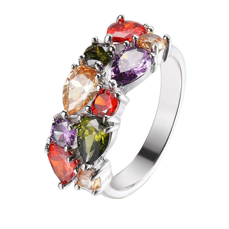 [Australia] - Valenetine's Jewelry Gifts Gemstones Sets Peridot Amethyst Garnet Morganite Ring Size 10# 