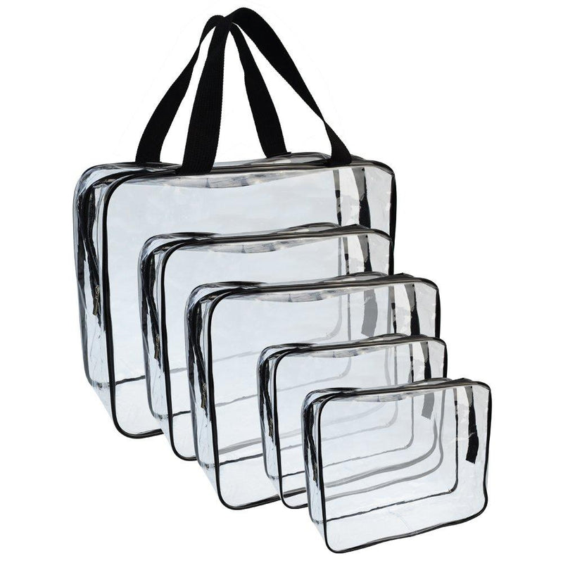 [Australia] - 5 Packs Clear Cosmetics Bag Make-up Bags Organizers, Wobe PVC Zippered Toiletry Carry Pouch Portable Makeup Bag for Vacation Travel, Bathroom and Organizing Waterproof Makeup Zipper Bag Vinyl Plastic 