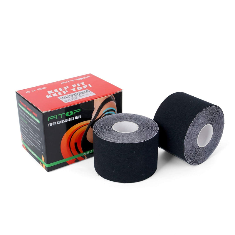 [Australia] - Kinesiology Tape Kinetic for Knee, Shoulder, Elbow and More, Perfect K Athletic Tape for Sports, Recovery and Physio Therapy, 2 Pack Black 