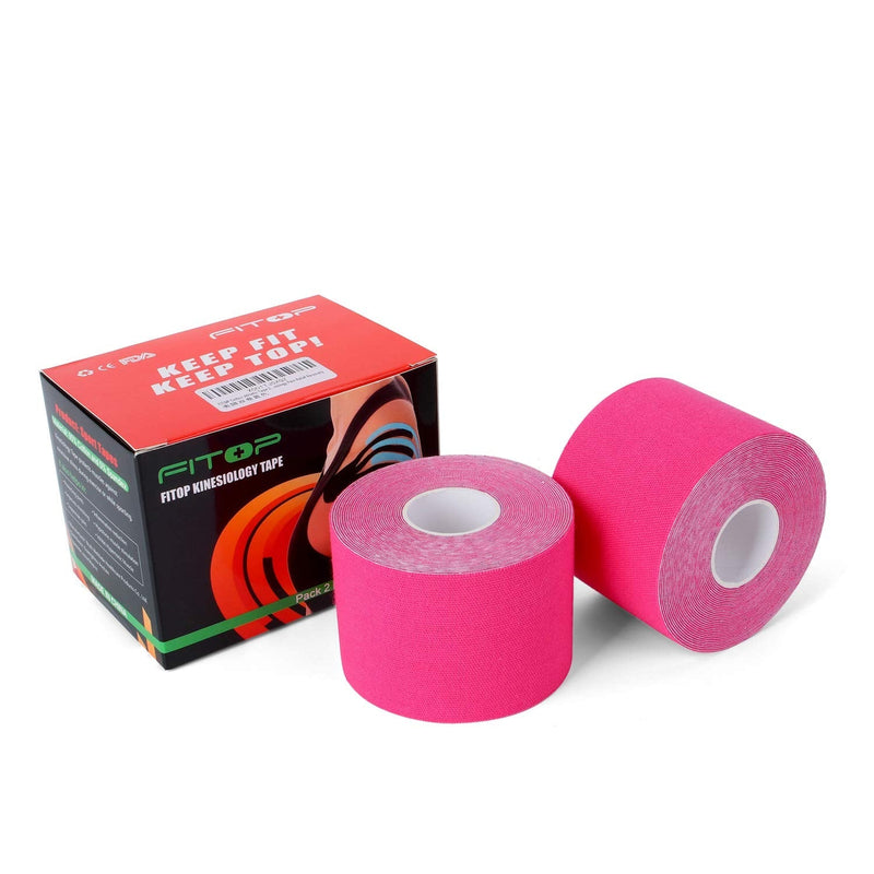 [Australia] - FITOP 2 Rolls K Tape Knee Support 2 Inches X 16.4 Feet Uncut Roll (Pink) Pink 