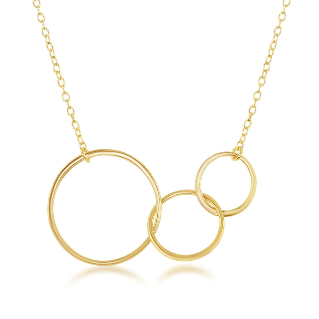 [Australia] - Sterling Silver, Rose, or Gold Plated, Created Blue or White Opal Three Generations Interlocking Circles 16+2" Eternity Necklace 