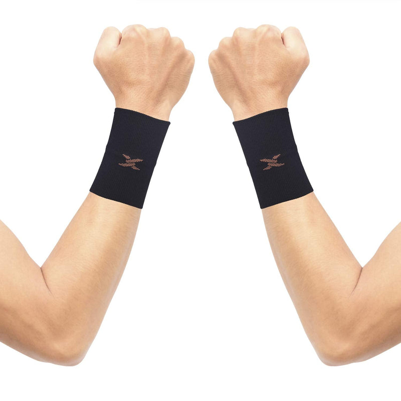 [Australia] - THX4COPPER Compression Wrist Sleeve - Copper Infused Wrist Support for Men &Women-Improve Circulation and Recovery(1 Pair) Medium (2 Count) Black 