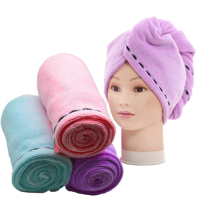 [Australia] - 3 Pack Hair Towel Wrap Turban Microfiber Drying Bath Shower Head Towel with Buttons, Quick Magic Dryer, Dry Hair Hat, Wrapped Bath Cap (D001) D001 