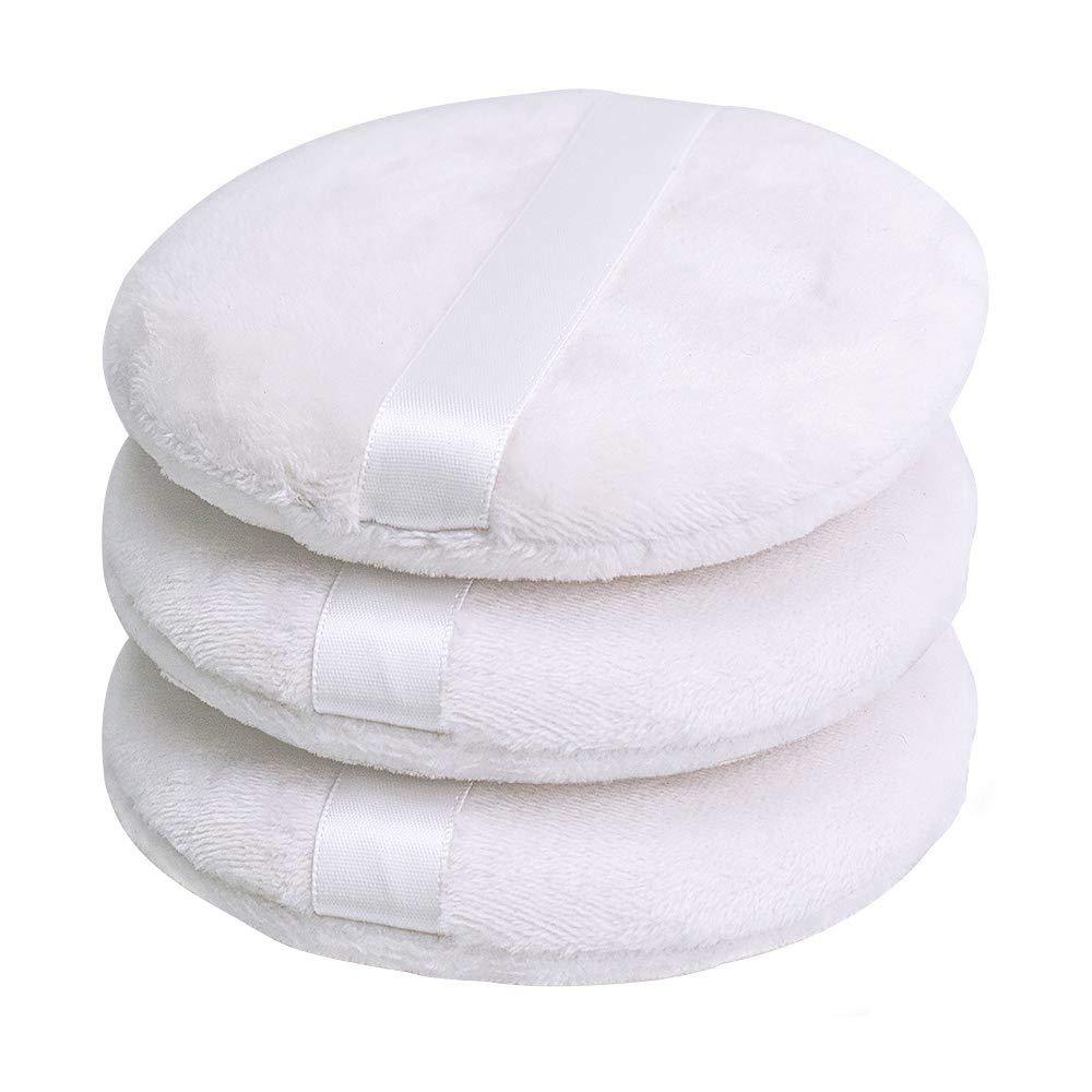 [Australia] - Topwon 4 Inch Powder Puff, Washable Large Body Powder Puff, Soft & Furry - 3Pcs A 