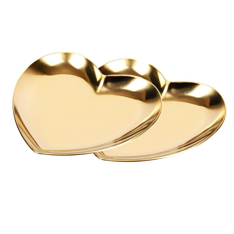 [Australia] - CGMJ 2-Pack Love Shaped Stainless Steel Jewelry Tray Organizer Desktop Organizer (Gold) Gold 