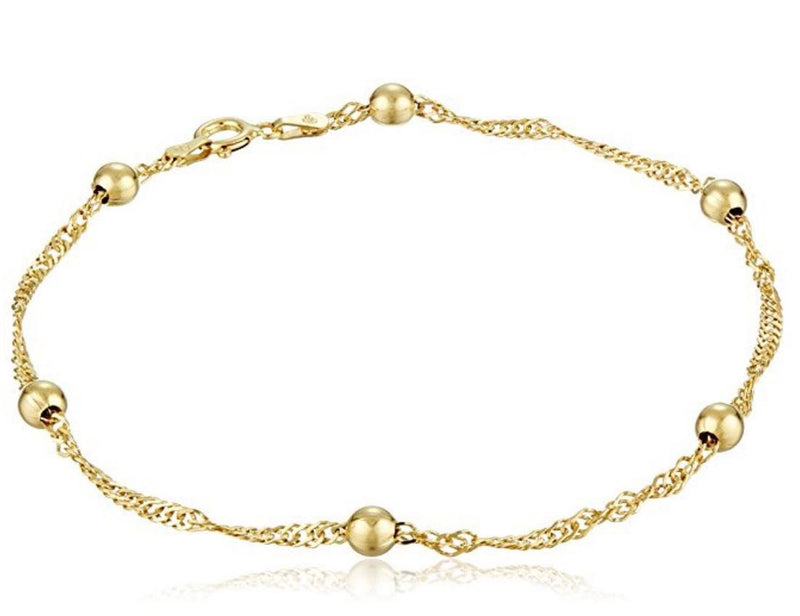 [Australia] - Adabele Sterling Silver Anklet Bracelet Singapore Cute Dainty Elegant Chain 3mm Ball Women Girls Anniversary Birthday Mother's Gifts Gold plated Sterling Silver 9.0 Inches 