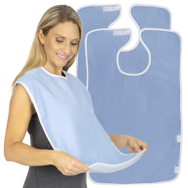 [Australia] - Vive Adult Bibs (2 Pack) - Waterproof Apron Set for Men, Women for Eating with Adjustable Strap - Washable Reusable Large Terry Cloth for Elderly, Seniors and Disabled - Extra Long Clothing Protector 2 