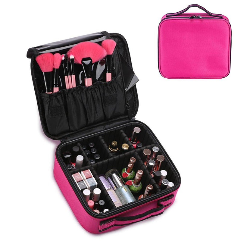 [Australia] - Travel Makeup Train Case Professional Makeup Case Organizer Makeup Artist Case Cosmetic Makeup Bag with Adjustable Dividers for Makeup Brush,Nail Tool,Toiletry,Jewelry and Digital Accessories Pink Portable Pink 