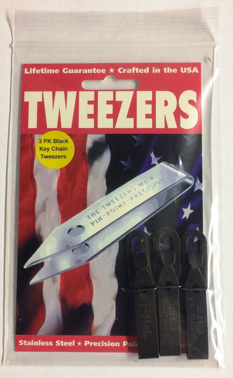 [Australia] - 3 Pack Black Oxide Uncle Bill's Sliver Gripper Precision Key Chain Tweezers 