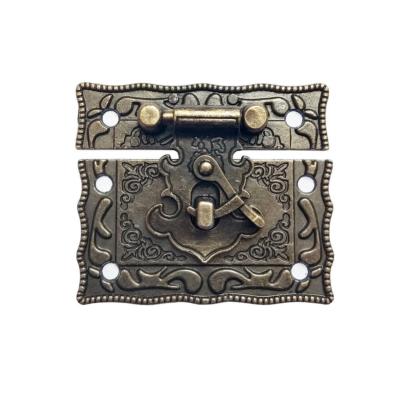 [Australia] - Wooden box lock Closed buckle lock Bronze Vintage lockRed wine box lock. Vintage jewelry box lock. Snap lock. Keyless lock. 
