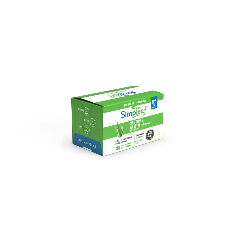 [Australia] - Simpleaf Flushable Single Pack Wet Wipes | Eco- Friendly, Paraben & Alcohol Free | Hypoallergenic & Safe for Sensitive Skin | Aloe Vera | Travel Size | 30 Count 30 Count (Pack of 1) 