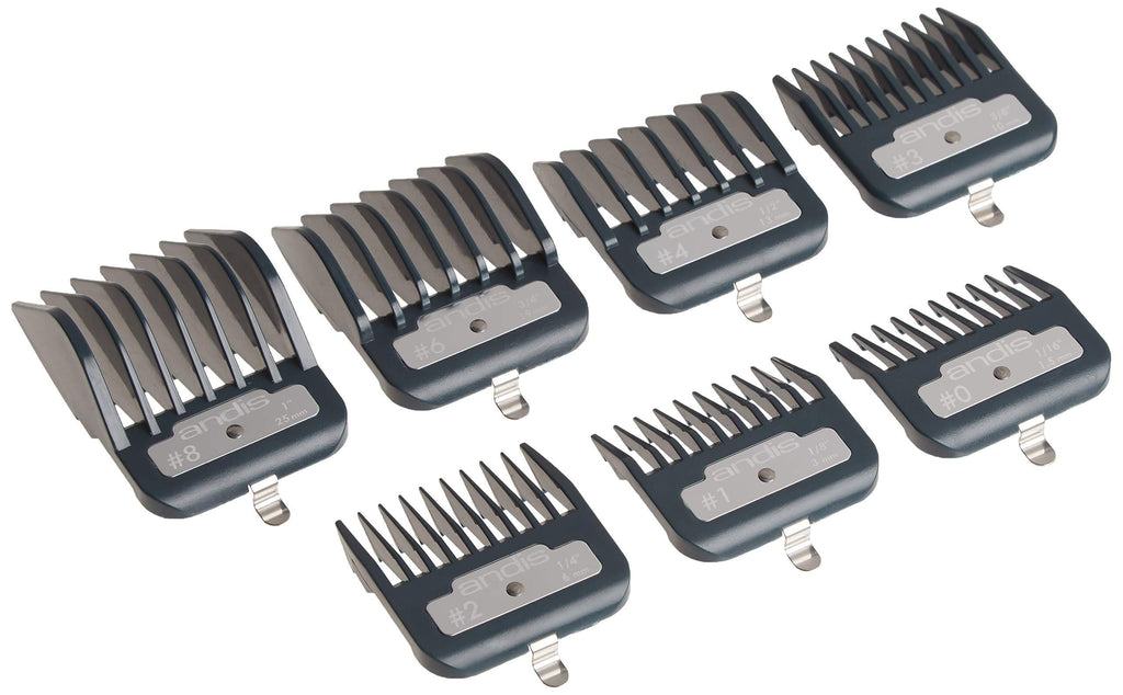 [Australia] - Andis Master Series Premium Metal Hair Clipper Attachment Comb 7 Piece Set, Black, 1 Count (Pack of 7) 