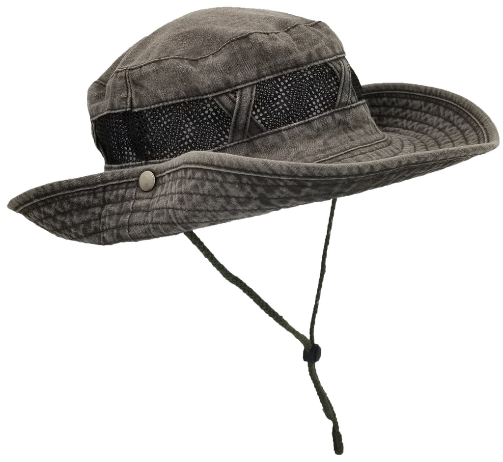 [Australia] - Outdoor Summer Boonie Hat for Hiking, Camping, Fishing, Operator Floppy Military Camo Sun Cap for Men or Women Charcoal Gray (Mesh Strip) 