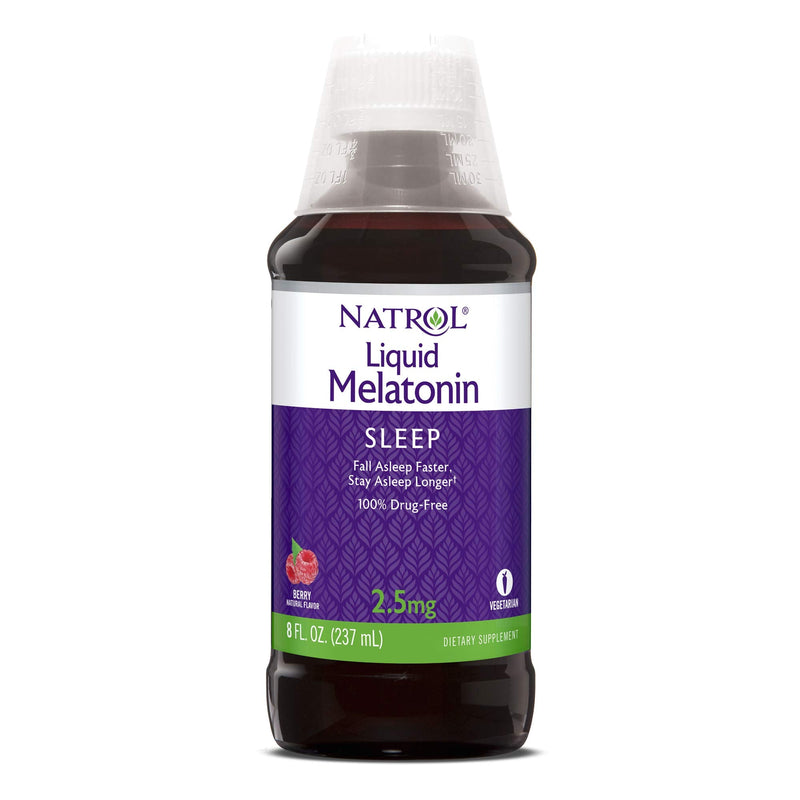 [Australia] - Natrol Liquid Melatonin, Helps You Fall Asleep Faster, Stay Asleep Longer, Faster Absorption, 100% Vegetarian, Berry Flavor, 2.5mg, 8 Fl. Ounce Bottle 