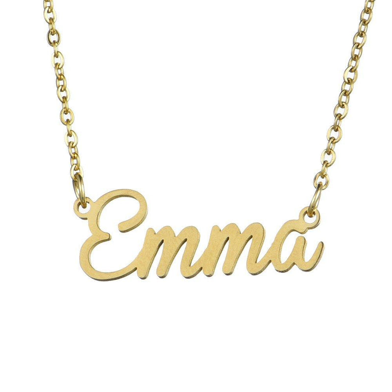[Australia] - Name Necklace Personalized,Name Necklace Cursive Font Made with Name Pendant 16" Adjustable Chain Emma 