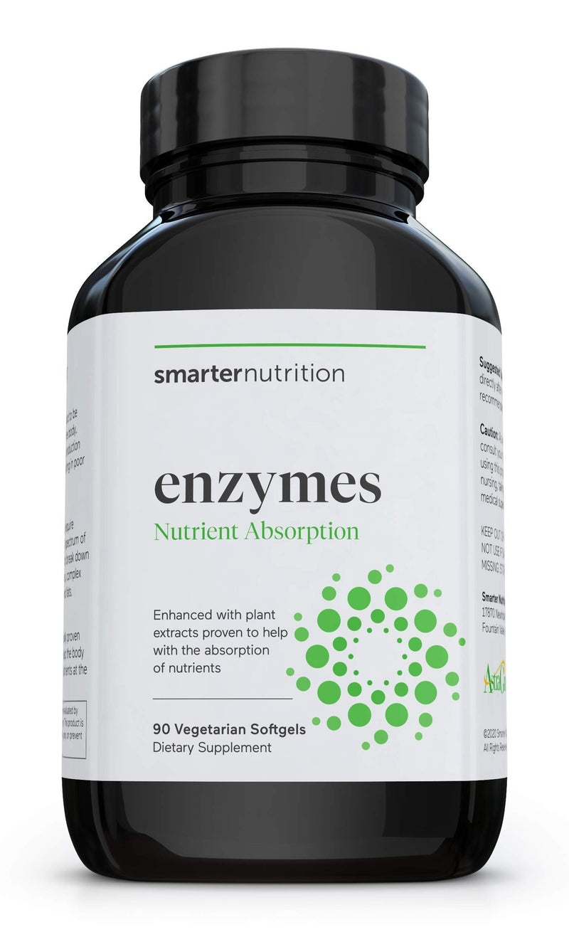 [Australia] - Smarter Nutrition Enzymes - Daily Digestive Aids with 16 Different Natural Enzymes, Nutrient Absorption Aid w Bromelain, Papain, Lactase, AstraGin (1-Month Supply - 90 Capsules) 90 Count (Pack of 1) 