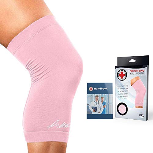 [Australia] - Doctor Developed Ladies Pink Knee Brace / Knee Compression Sleeve / Knee Support for Women & Doctor Written Handbook -Guaranteed relief for Arthritis, Tendonitis, Injury support, & Running (4X-Large) 4X-Large 