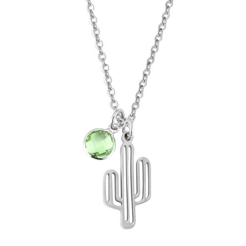 [Australia] - DYbaby Stay Sharp Cactus Necklace Polished Stainless Steel Cactus and Crystal Pendant Necklace Friendship Gift Cactus Necklace-Silver 