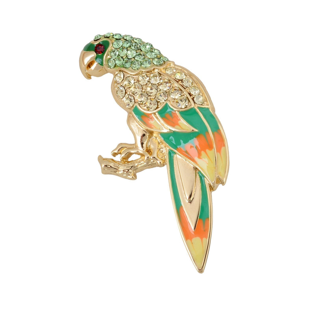 [Australia] - OBONNIE Colorful Enamel Crystal Rhinestone Lovely Parrot Bird Animal Brooch Pin Gold 