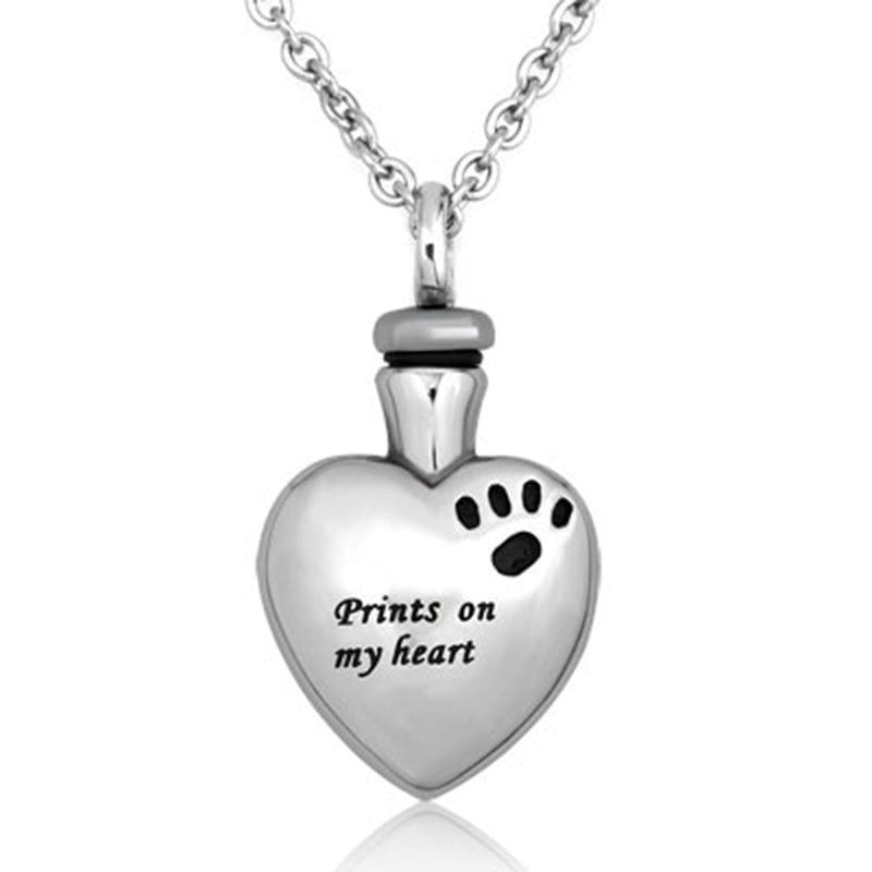 [Australia] - JewelryHouse Prints On My Heart Urn Necklace of Ashes Memorial Cremation Keepsakes Stainless Steel Holder Pendant Necklace 