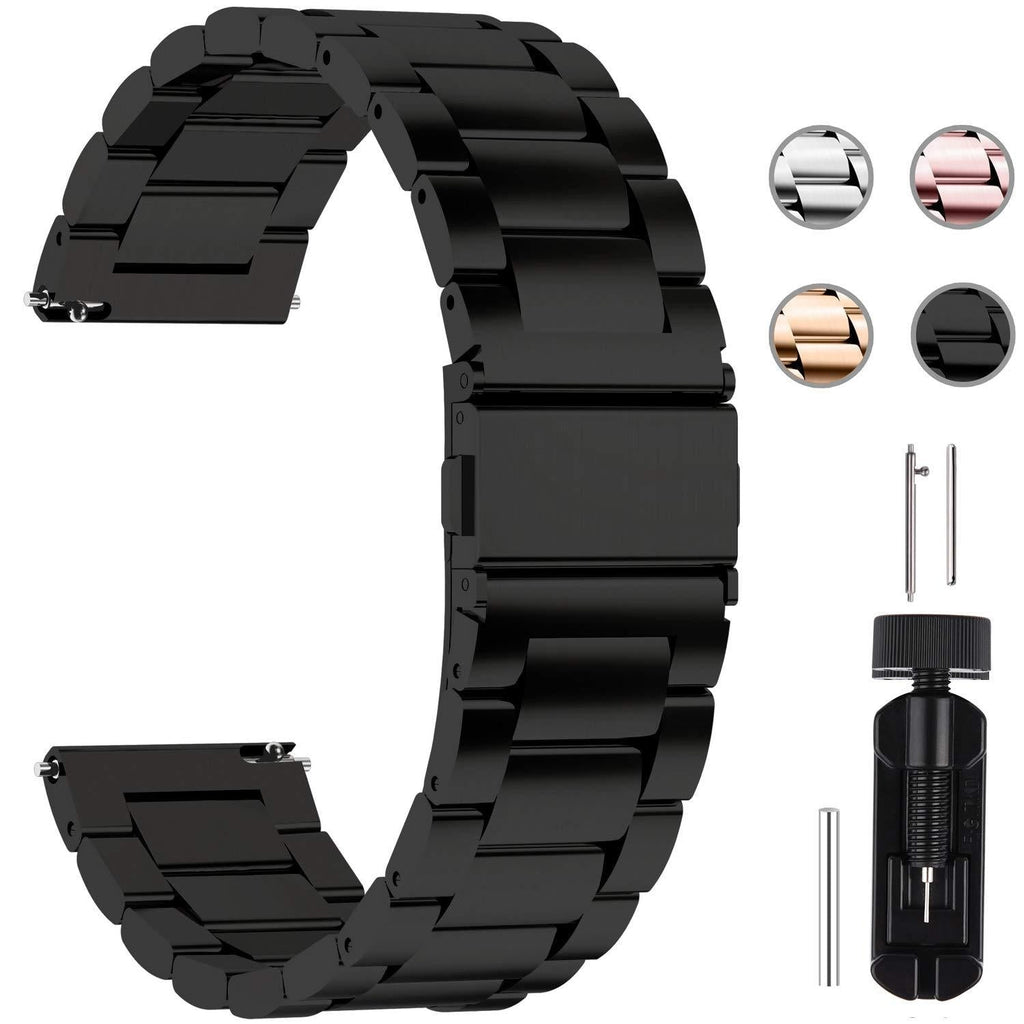 [Australia] - Fullmosa Quick Release Watch Band, Stainless Steel Watch Strap 16mm, 18mm, 20mm, 22mm or 24mm Black 