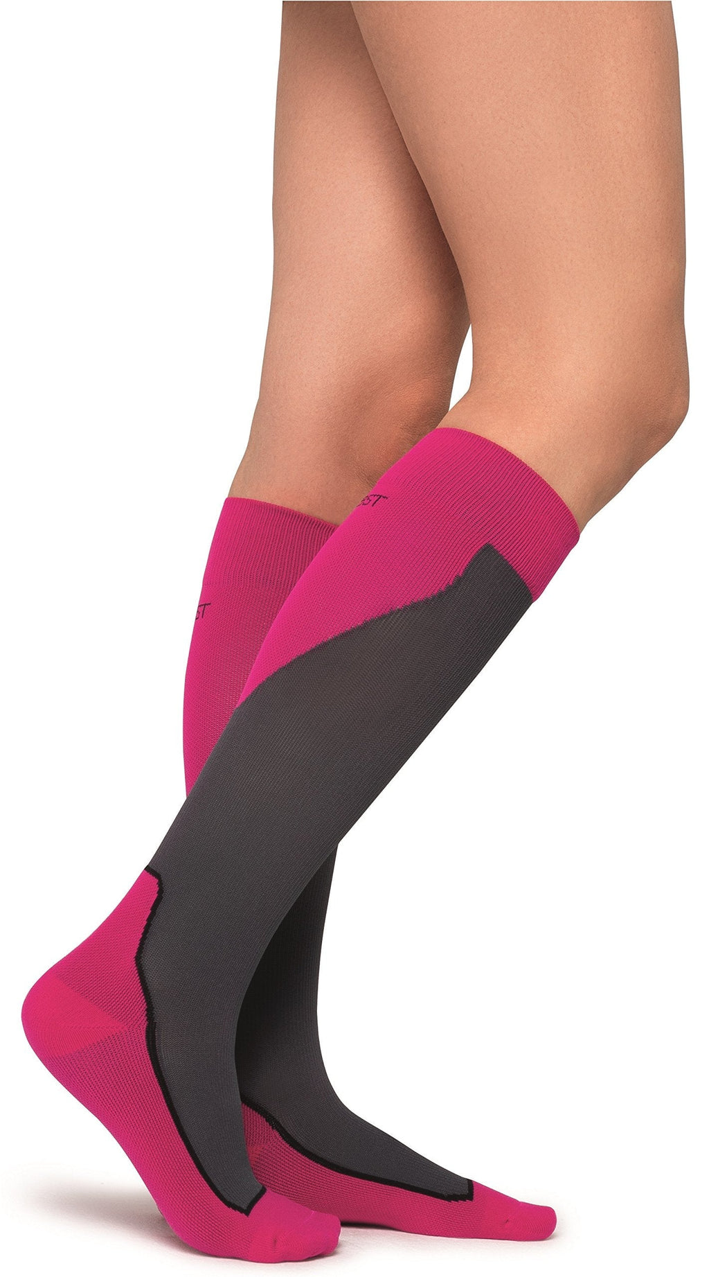 [Australia] - JOBST Sport Knee High 15-20 mmHg Compression Socks, Pink/Grey, Medium 