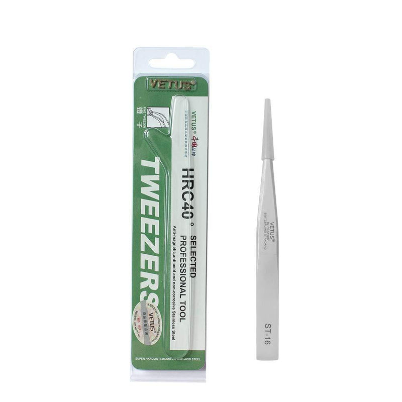 [Australia] - Vetus Tweezer Stainless Steel Non-magnetic Pointed Tip Professional Eyelash Eyebrow Switzerland Standard ST-16 