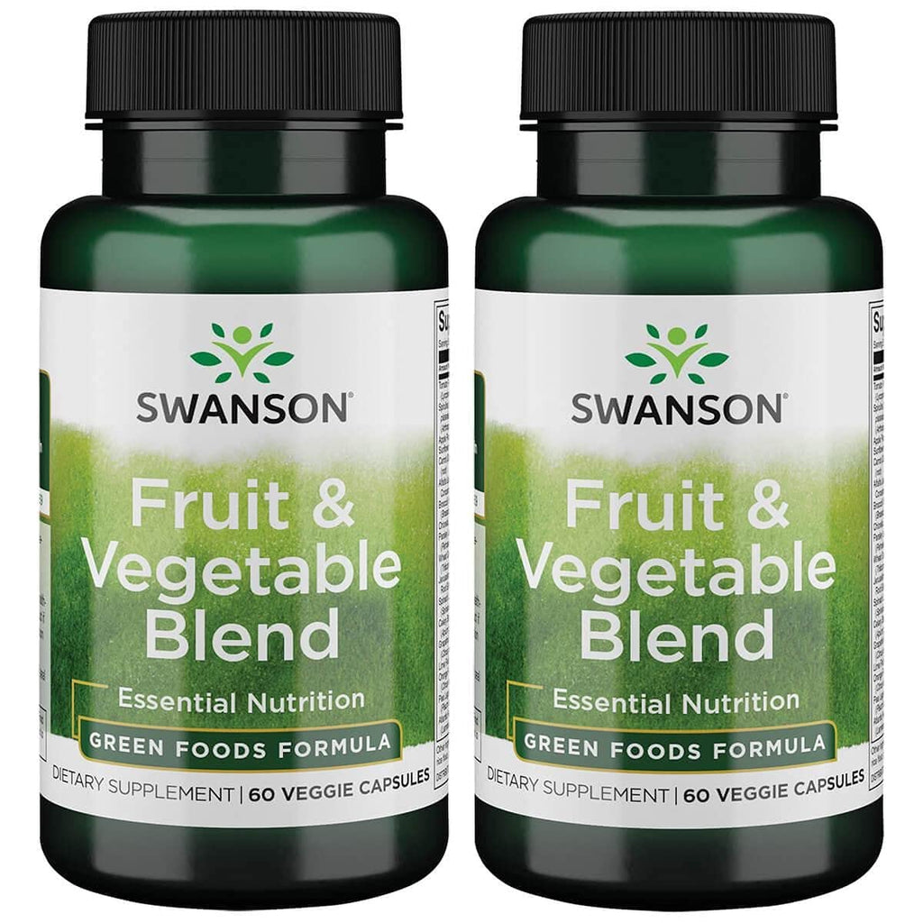 [Australia] - Swanson Fruit & Vegetable Blend - Natural Blend of Over 25 Fruits and Veggies Delivering Essential Nutrients - Powerful Green Foods Veggie Supplement - (60 Veggie Capsules) 2 Pack 
