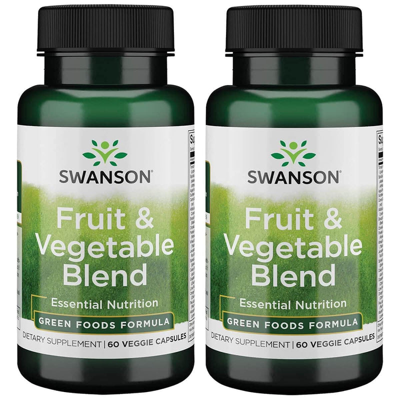 [Australia] - Swanson Fruit & Vegetable Blend - Natural Blend of Over 25 Fruits and Veggies Delivering Essential Nutrients - Powerful Green Foods Veggie Supplement - (60 Veggie Capsules) 2 Pack 