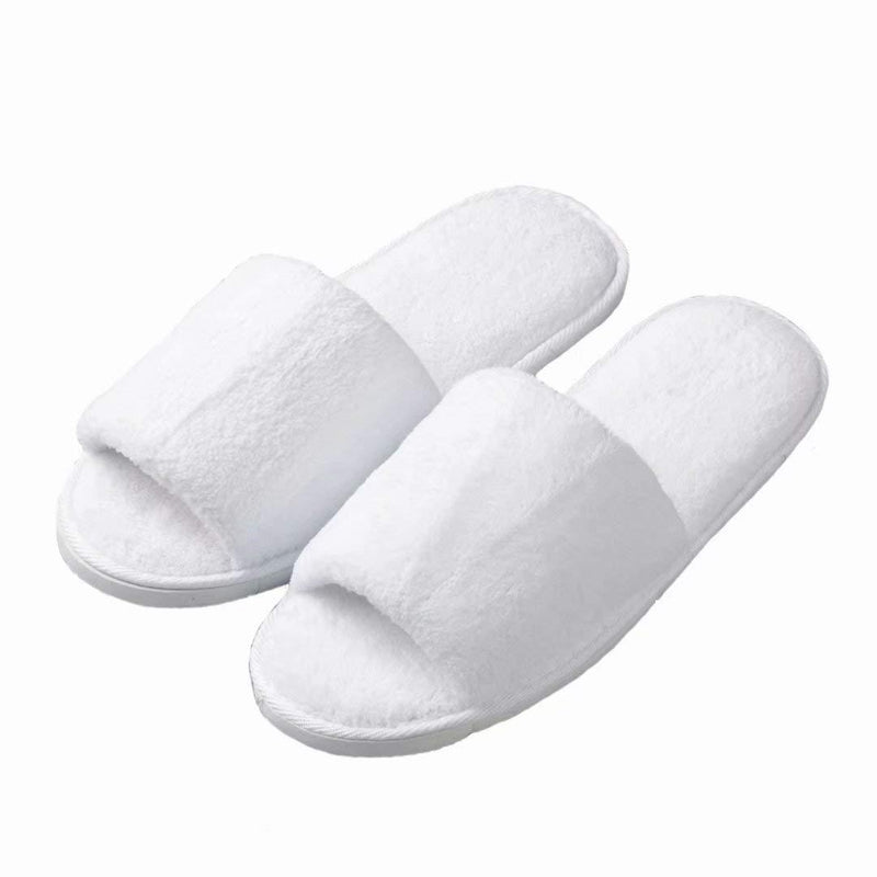 [Australia] - Spa Slipper- 5 Pairs of Velvet Open Toe Slippers with Travel Bags- One Size Fit Most Men and Women for Spa, Party Guest, Hotel and Travel, Washable and Non-Disposable Color White 