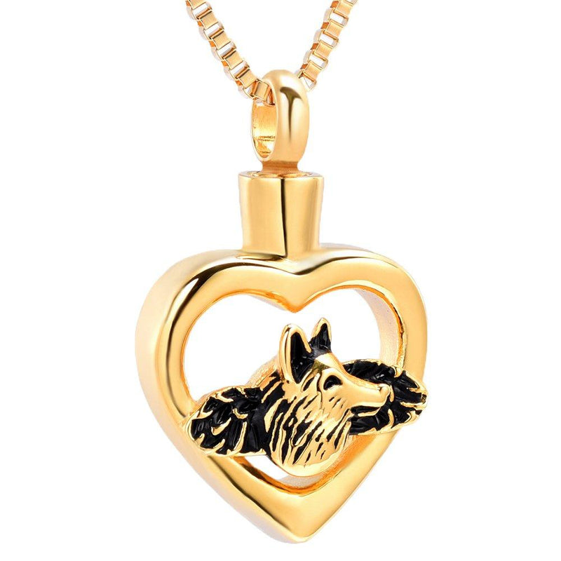 [Australia] - XSMZB Cremation Jewelry for Ashes Heart Wolf Pendant Locket Stainless Steel Keepsake Memorial Funeral Urn Necklace for Men Women Gold 