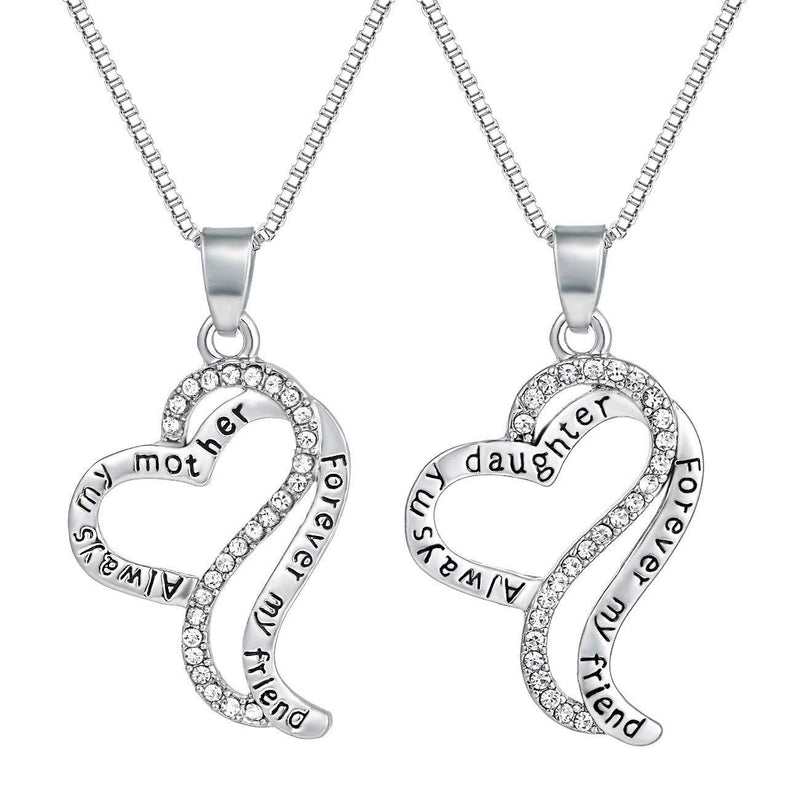 [Australia] - CULOVITY Womens Girls Mother Daughter Necklaces - Always My Mother Forever My Friend Eternal Love Pendant Jewelry Silver-Tone 2Pcs Mother Daughter 