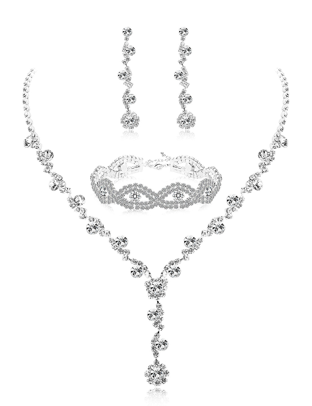 [Australia] - Udalyn Rhinestone Bridesmaid Jewelry Sets for Women Necklace and Earring Set for Wedding with Crystal Bracelet A: Earring+Necklace+Bracelet 