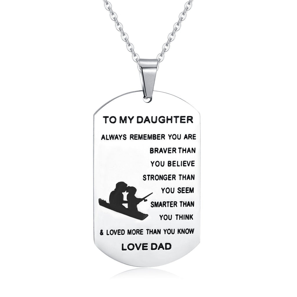 [Australia] - Jureeone Inspirational Gifts Jewelry Matte Stainless Steel Pendant Necklace Letter Tag Birthday Gifts from Dad for Son Mens Boys Family – Always Remember You Are Braver Stronger Smarter Than You Think Mom for Daughter - Always Remember 