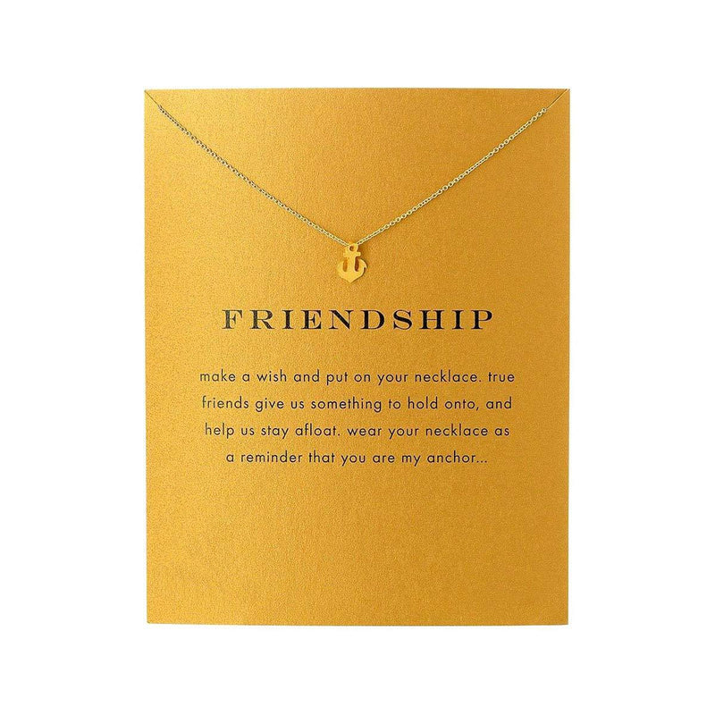 [Australia] - QXFQJT Sun Y Necklace Friendship Anchor Unicorn Elephant Flower Pendant Chain Necklace with Meaning Card 