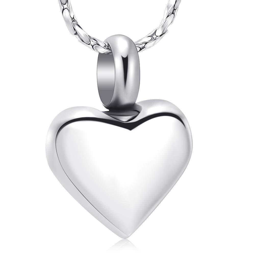 [Australia] - Imrsanl Small Heart Cremation Urn Necklace for Ashes Stainless Steel Memorial Ash Pendant Keepsake Jewelry Silver 