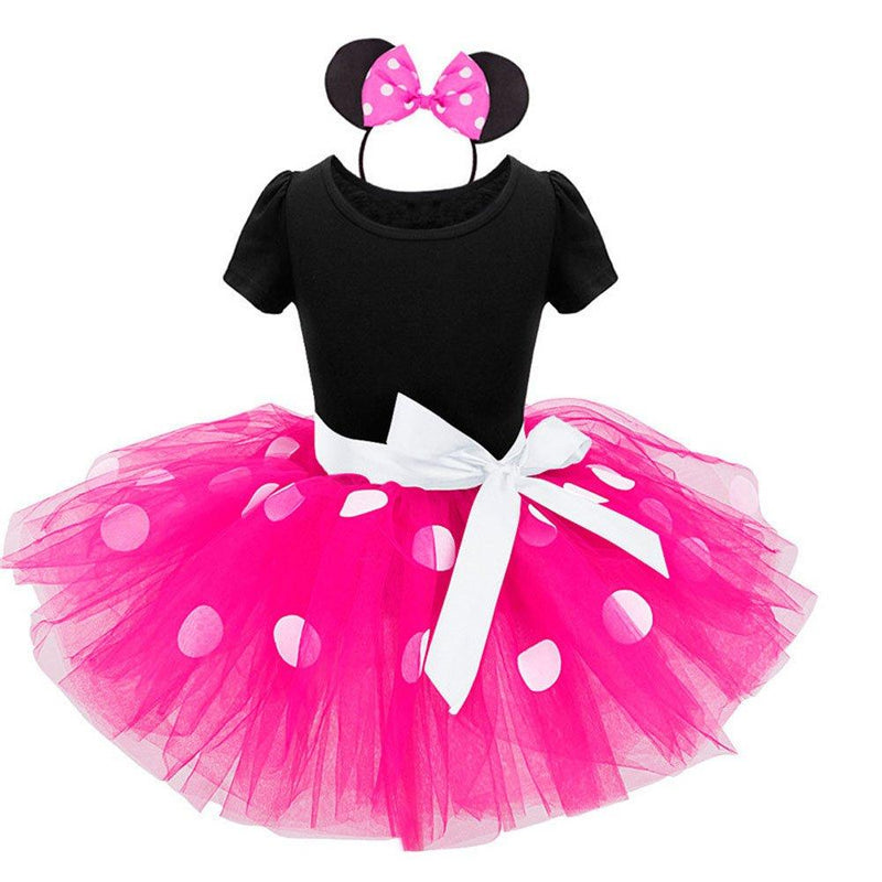 [Australia] - Minnie Costume Baby Girl Dress Mouse Ear Headband Polka Dot Dress 70(0.5-1 Years) Purple 